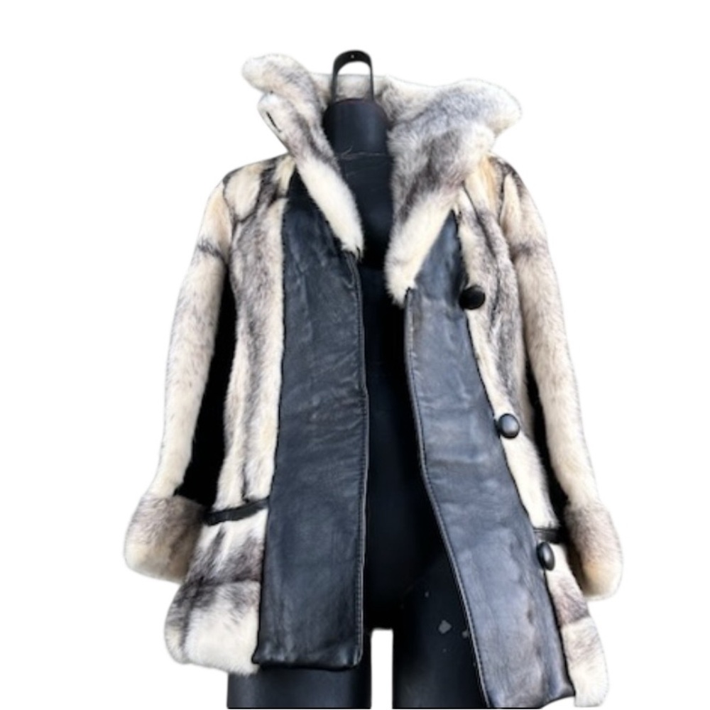RARE 1960s Cross Mink Women's Fur and Leather Coat Sz small